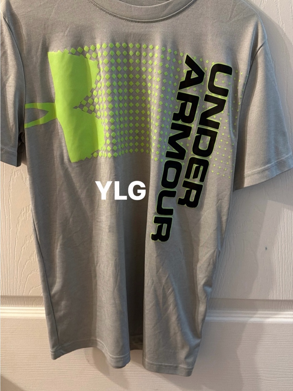 Under Armour Gray Tee with Neon Green Logo Graphic